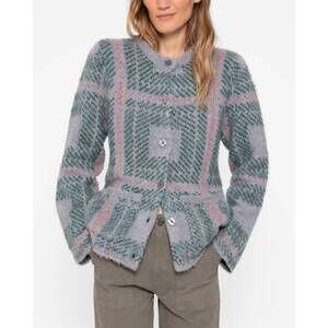 NEW KULE egon knit cardigan in grey plaid